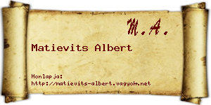 Matievits Albert névjegykártya